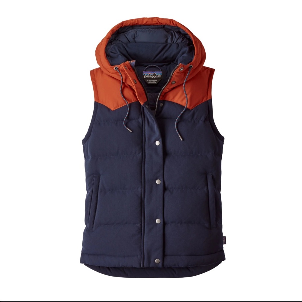 Patagonia Navy and Rust Hooded Vest
